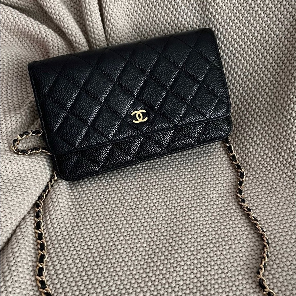 Chanel Black Quilted Crossbody Bag with Silver Chain